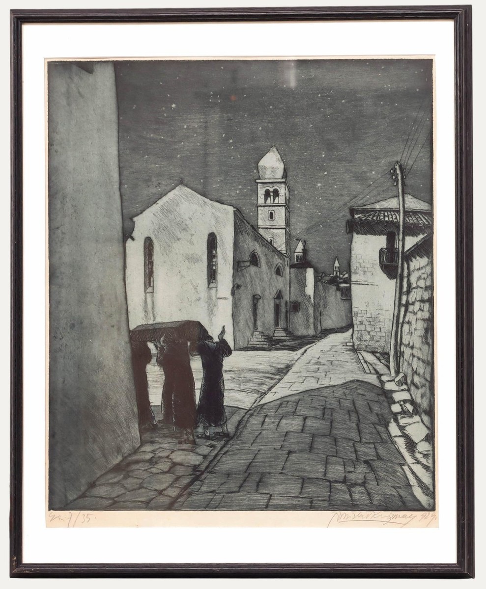 Tomislav Krizman (1882-1955) Framed 1929 Etching, Street at