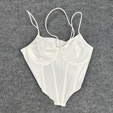 Women Shein White Corset Top Size S US 4 Strappy Mesh Bustier Tank Top
