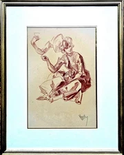 Jules Chéret Sanguine signed 1900 Belle Epoque poster artist beautiful frame 49x38