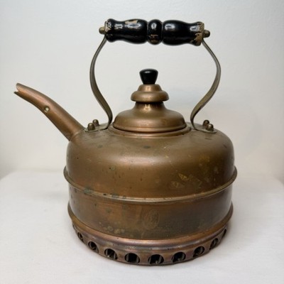 Vintage Simplex Whistling Copper Kettle   England   Rare Early Model - Excellent