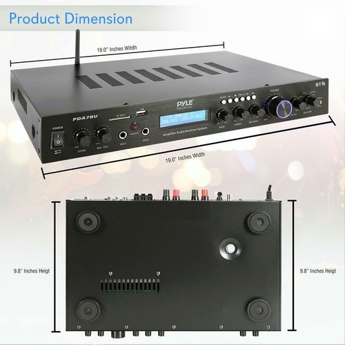 Pyle Home Theater Amplifier Audio Receiver 200W Digital AUX FM Antenna PDA7BU - Picture 2 of 7
