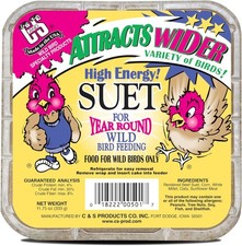 C S High Energy Suet Treat, Wild Bird Food for Woodpeckers, Nuthatches