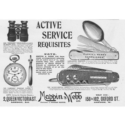 MAPPIN & WEBB Active Service Requisites - Edwardian Advertisement 1901 #1