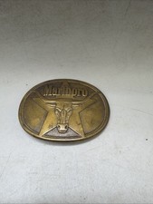 Vintage 1987 Marlboro Belt Buckle Solid Brass Philip Morris Longhorn Steer Star