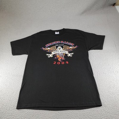 Vintage Biker Shirt Mens Large Black Eagle Flames Motorcycle Myrtle Beach Rally