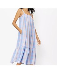 LOFT Plaid Smocked Pocket Midi Dress Size M