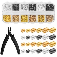 2200 Pieces Crimp Beads for Jewelry Making - 3 Sizes  4 Colors - Beads for B...