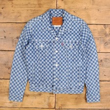 Levis Jeansjacke S Herren 00s blau Levi's Trucker kariert Western Freizeit