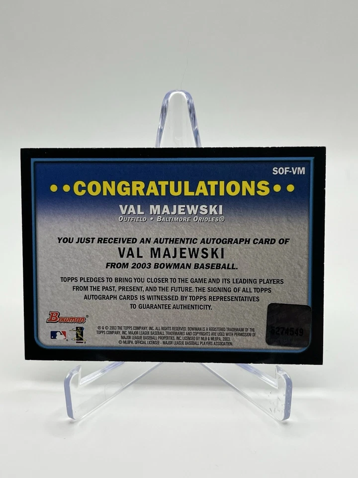 2003 Bowman Signs of the Future Val Majewski #SOF-VM Auto - Image 2 of 2