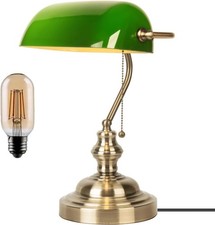 Bankers Lamp Green,Vintage Library Lamp with Pull Chain,Traditional Green Glas..