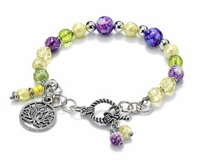 BBB BEAUTIFUL BANGLE BRACELET WITH SILVER TONE FLOWER CHARM.  VERY COLORFUL!!! 