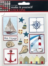 Paper Cellar Beach Huts Sailing Boat Shells Anchor Stickers Birthday Card Making