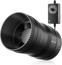 4 Inch Inline Booster Duct Fan with Speed Controller - 130 CFM Airflow with 6W U