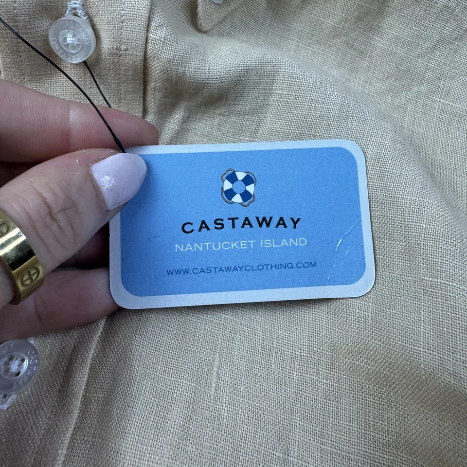 Camisa Náufrago Nantucket Island Para Hombre XL Lino Manga Larga Bordada con Botones Foto 4 de 4