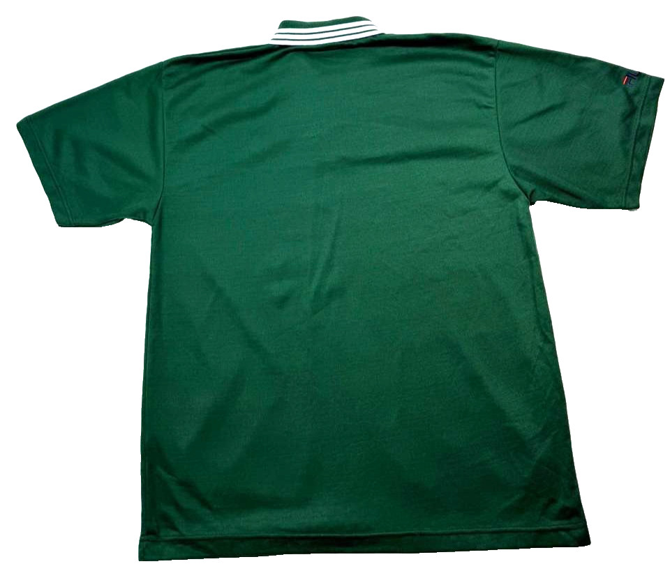 Fila Green Cotton Polo Shirt With White And Navy Striped Collar - Size L image 2