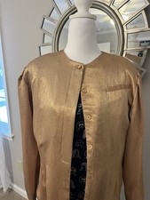 Vintage Oscar de La Renta Expressions Gold Blouse With Button up Front