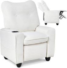 Kids Recliner, Toddler Lounge Chair with Adjustable Backrest Footrest Side Pocke