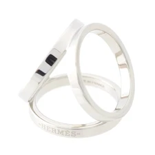 Hermes Trio Scarf Ring Silver Used Accessories Jewelry Ruthenium From Japan