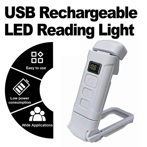 USB Rechargeable LED Book Light 3Colors Lights Bedroom Adjustable Desk Portable