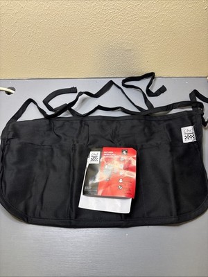 Waist Apron With Pockets Black Reversible Chef Revival 50  Length Ties