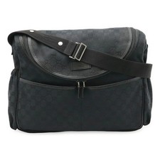 Gucci Shoulder Diaper Bag GG Canvas Black Crossbody 123326