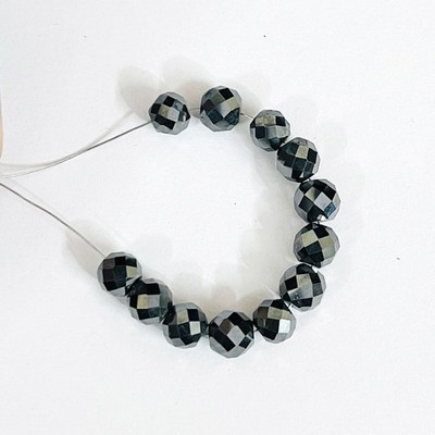 12 pcs 7 mm Loose Round Black Diamond Faceted Beads For Jewelry Making