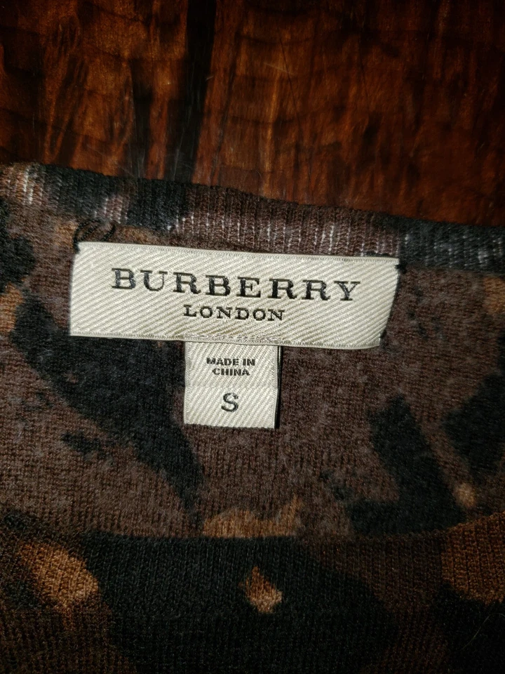 Suéter Burberry negro/bronceado/marrón camuflaje lana seda talla S Foto 3 de 3