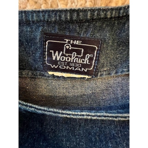 Vtg Woolrich Women's Blue Denim Overall Dress Knee Length measures M cabincore - Picture 2 of 14