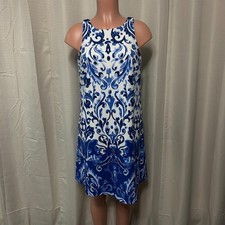 Lauren Ralph Lauren Sleeveless Sheath Dress Women's Size 4 Blue White Lined