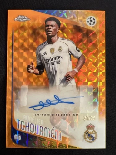 2025/26 Topps Chrome UEFA Aurélien Tchouaméni Orange Refractor 20/25 Auto