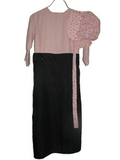 Amish Pink Dress Black Apron Bonnet 30"Chest /26"Waist Modest Handmade Costume