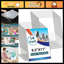14 Pack Acrylic Sign Holder 8.5x11" Clear Tabletop Display Stand, L-Shape Menu F