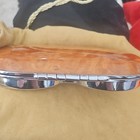 Hard Hinged Metal Clamshell Eyeglass Case, Woodgrain Brown & Silver — photo 5