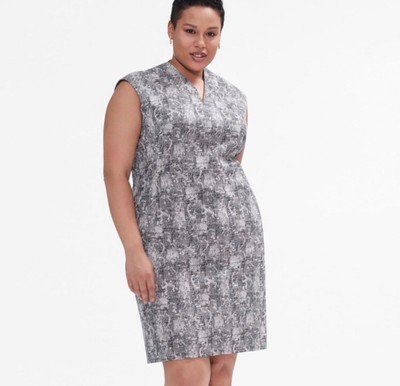 NWT MM Lafleur Aditi Pencil Shift Black White Career Work Dress Office Print 1X