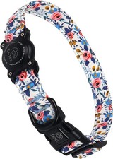 Dog Collar Compatible with Apple AirTag, IP68 Waterproof Holder, SIZE M, Cotton