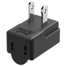 Right Angle Adapter, Plugrand 2-Prong 90 Degree Downward Down Angle, Black 