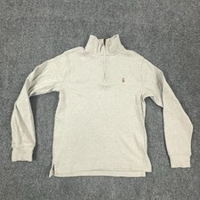 Polo Ralph Lauren Sweater Boys 14-16 Gray 1/4 Zip Mock Neck Polo Bear