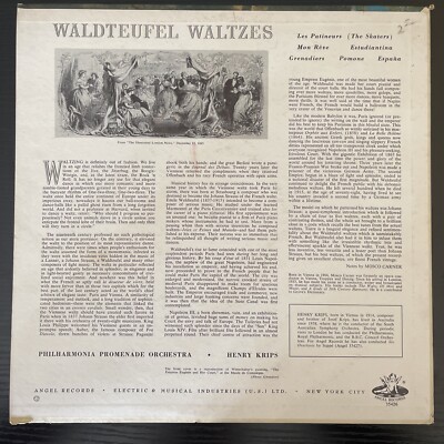 Henry Krips - Waldteufel Waltzes - VG VINYL ANGEL USA 35426