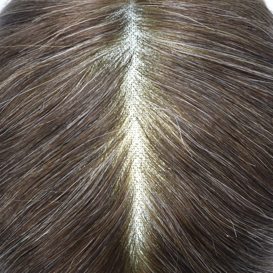 Pieza de pelo de encaje francés Toupee de EE. UU. para hombre piel de poli PU alrededor del sistema capilar de repuesto Foto 3 de 4