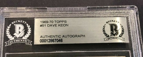 Tarjeta firmada por Dave Keon 1969-70 Topps #51 Beckett autenticada (BAS) - Imagen 2 de 3