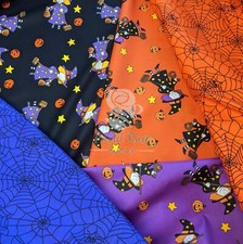 Halloween Witches Spider web 100% Cotton Fabric kids FQ | Half Metre increments