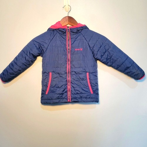 Kamik Hooded Quilted Snow Puffer Jacket Girls Size 4 Blue & Pink Winter