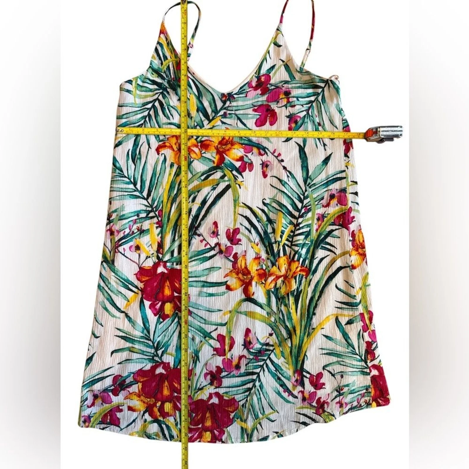 PALM ANGELS One Clothing Los Angeles Abito Midi Stampa Tropicale Spaghetti Strap Taglia Media