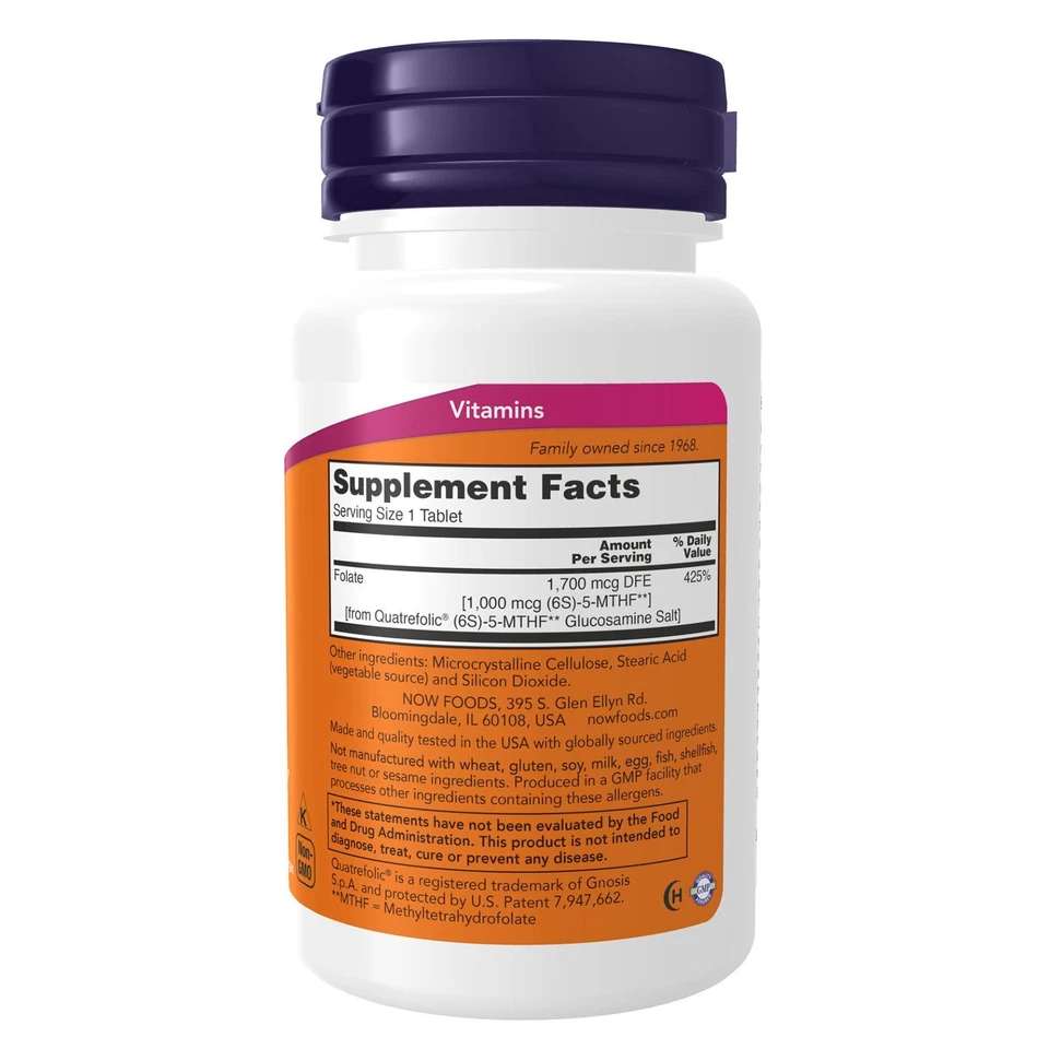 NOW FOODS Folato de Metila 1 000 mcg 90 Comprimidos - Imagem 2 de 4