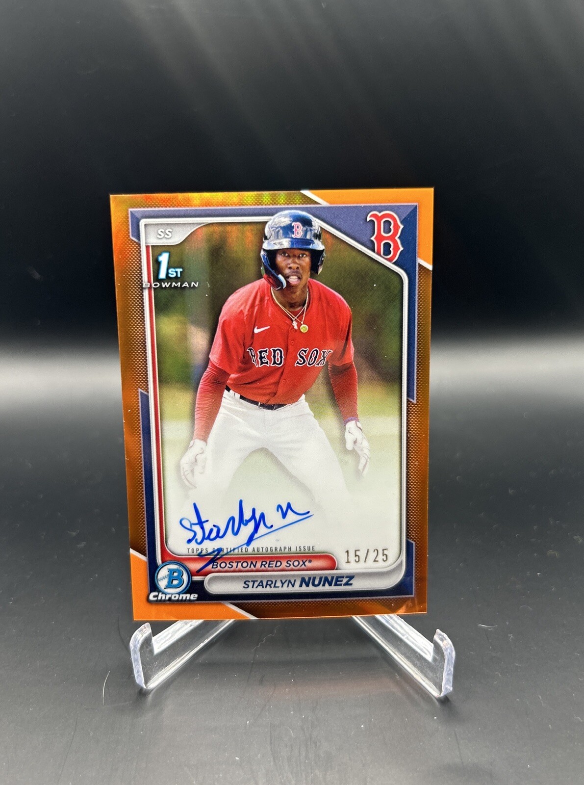 Starlyn Nunez 2024 Bowman Chrome Orange Refractor 1st RC Auto 15/25 Red Sox /25