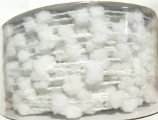 White Fluffy Pom Pom Wire-Edged Decorative Ribbon 50 YARDS Gifts Crafts 8 mm