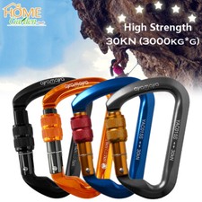 30KN D-Shape Aluminum Screw Locking Carabiner Climbing Rescue Caving Hook Buckle