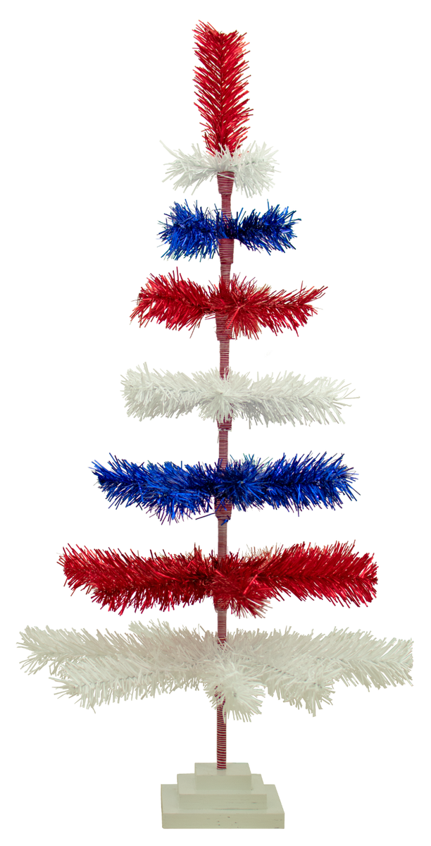 4th of July Tinsel Christmas Tree Layered Style Red, White, & Blue