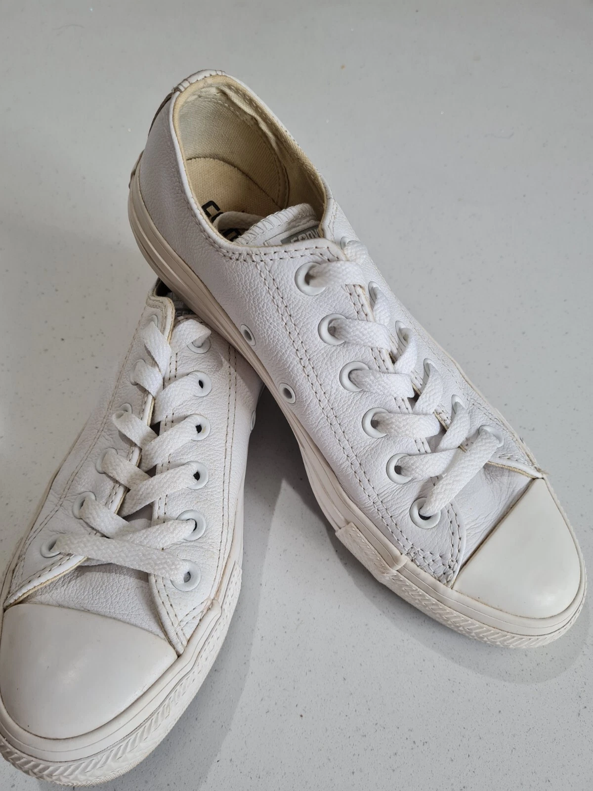 Converse pelle bianca UK taglia 5 EUR 37 5 ottime condizioni