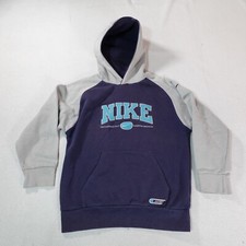 Vintage Nike Hoodie Youth Medium Blue Pullover Sweatshirt Just Do It Swoosh